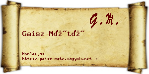 Gaisz Máté névjegykártya